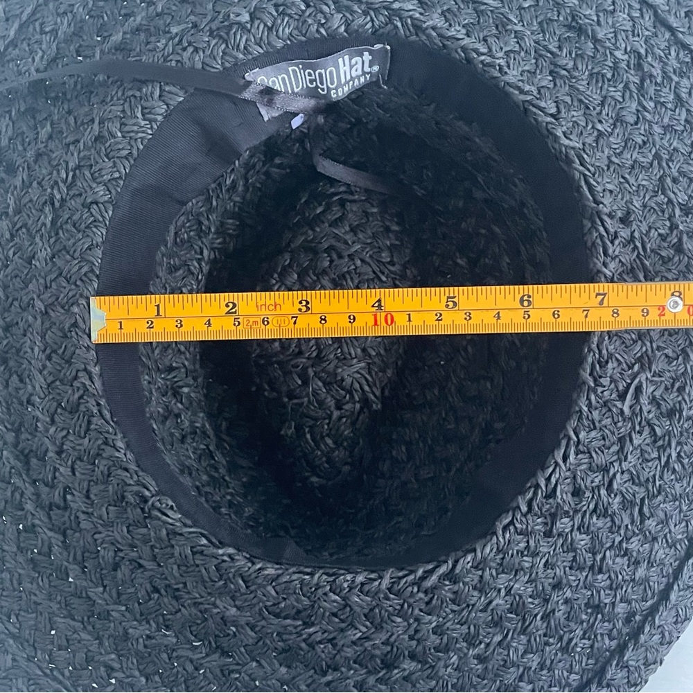 Woven Paper Straw Wide Brim Hat Women’s O/S San Diego Hat Company Brown Black - Picture 9 of 12